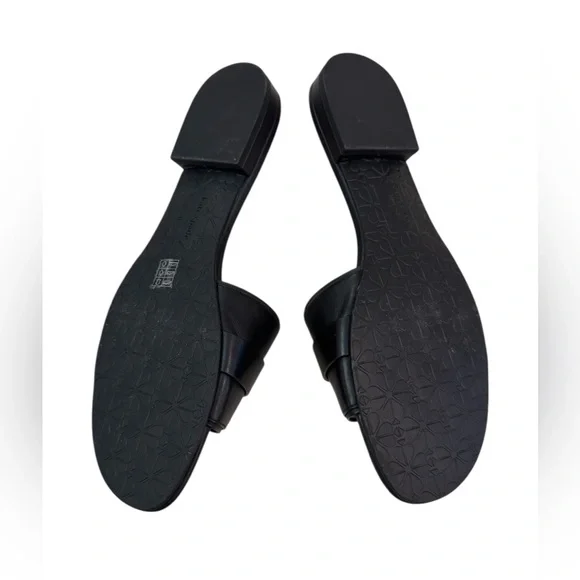 Kate Spade Black Leather Turnlock Slide Sandals Size 10 - Picture 6 of 9